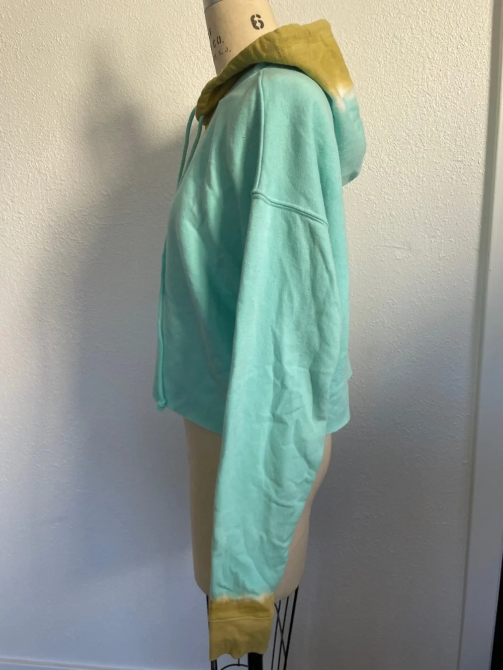 Aqua/ green Tie-Dye Cropped Hoodie by Wild Fable - Picture 6 of 6